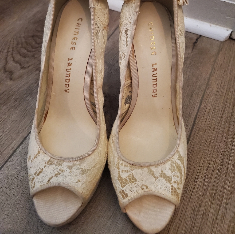 Chinese Laundry Lace Bridal Heels